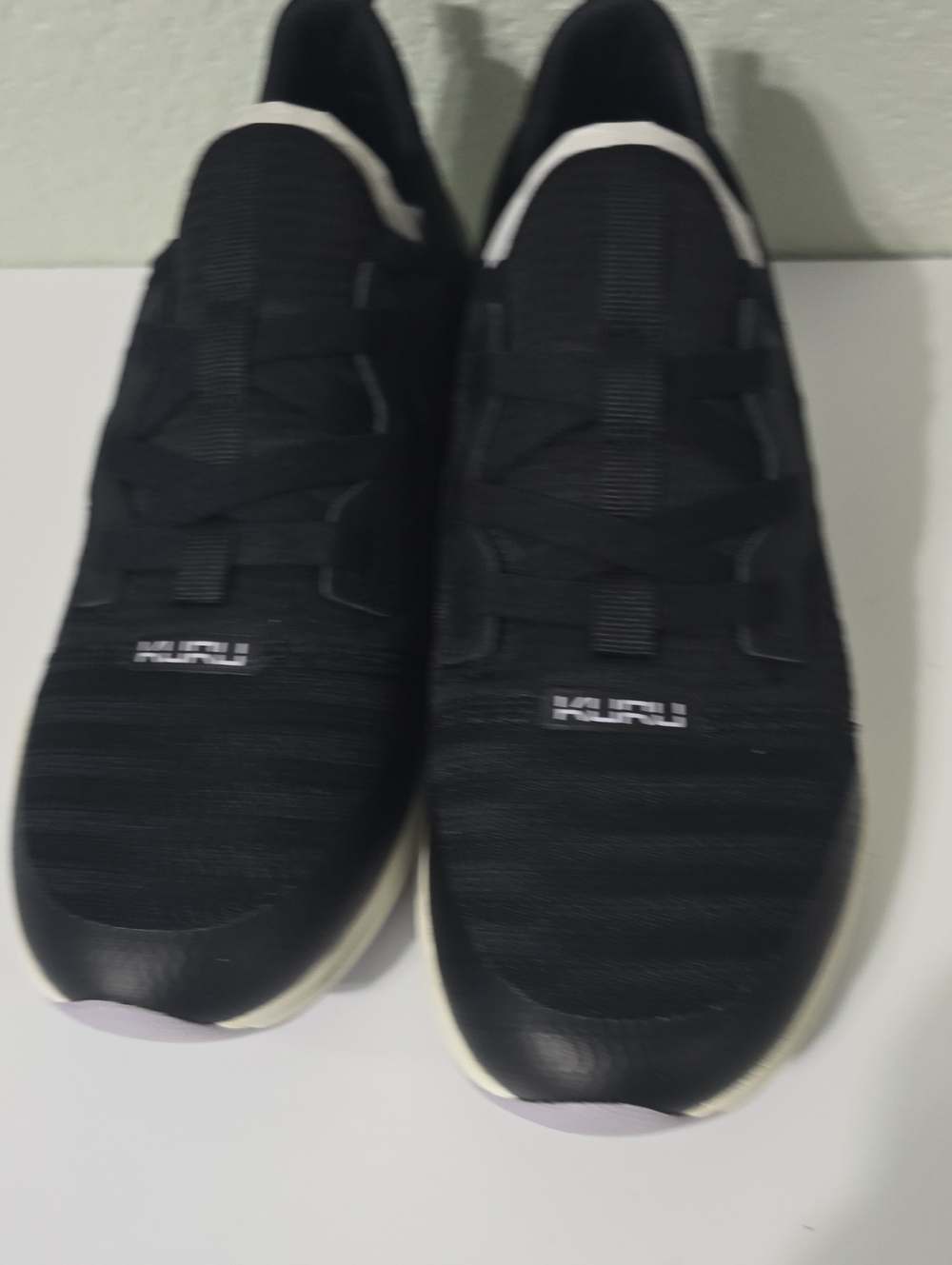 KURU Women's Black Knit Lace-Up Sneakers with White Trim